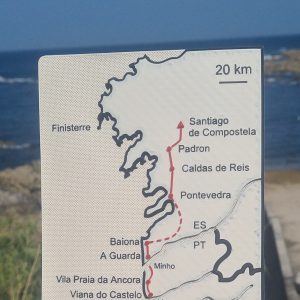 Roztenverlauf des Portugiesischen Jakobswegs auf einer Tastkarte